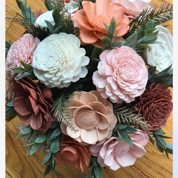 Set of 12 terracotta flower centerpieces with gold vase - Picture 1 of 4